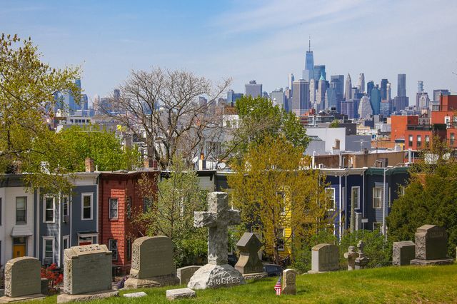 the skyline seen from Green-Wood Cemetery